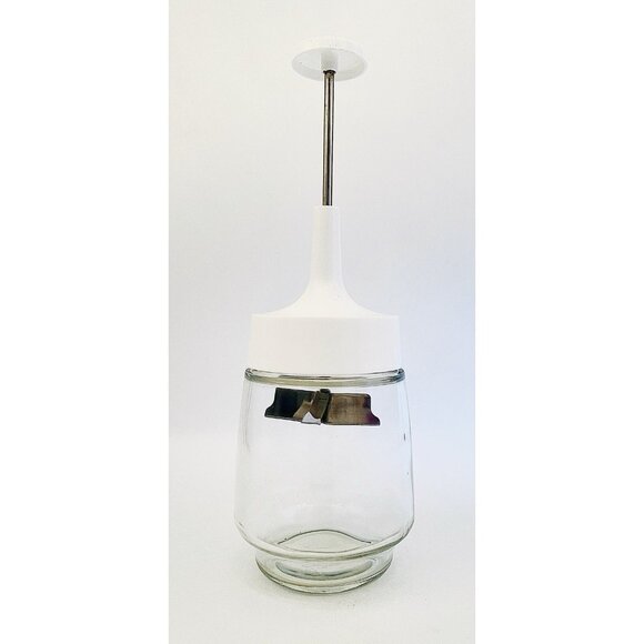 Retro Gemco Manual Food Chopper White Plunger Glass Jar Stainless Steel Blade - Picture 1 of 10